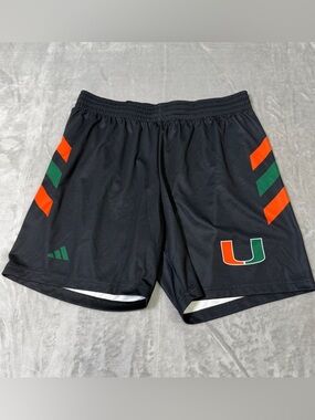 Adidas Miami Hurricanes Player Team Worn Sideline Basketball Shorts XL Black